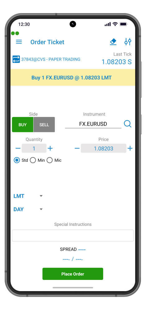 QST Mobile Trading Software For iOS and Android offers efficient order entry management solutions for seamless transaction processing. Trade Futures, Equities, FX, CFDs, Options.